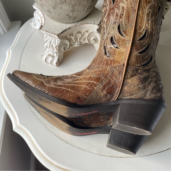 Laredo Leather Cross Wing Brantley Snip Toe Cowgirl Western Boot Womens 8 Tan - Picture 10 of 13